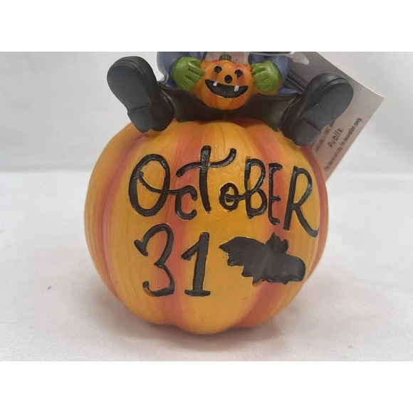 HALLOWEEN PUMPKIN HEAD MAN CERAMIC FIGURE  6” RARE - Picture 3 of 9